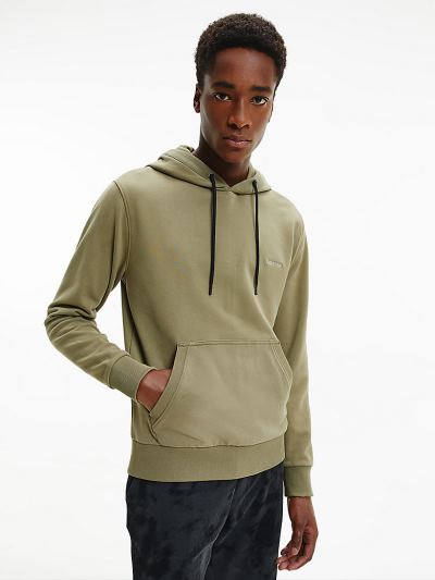 Calvin Klein Ruhák HU812927 | Calvin Klein Organic Cotton Férfi Kapucnis Pulóver Zöld